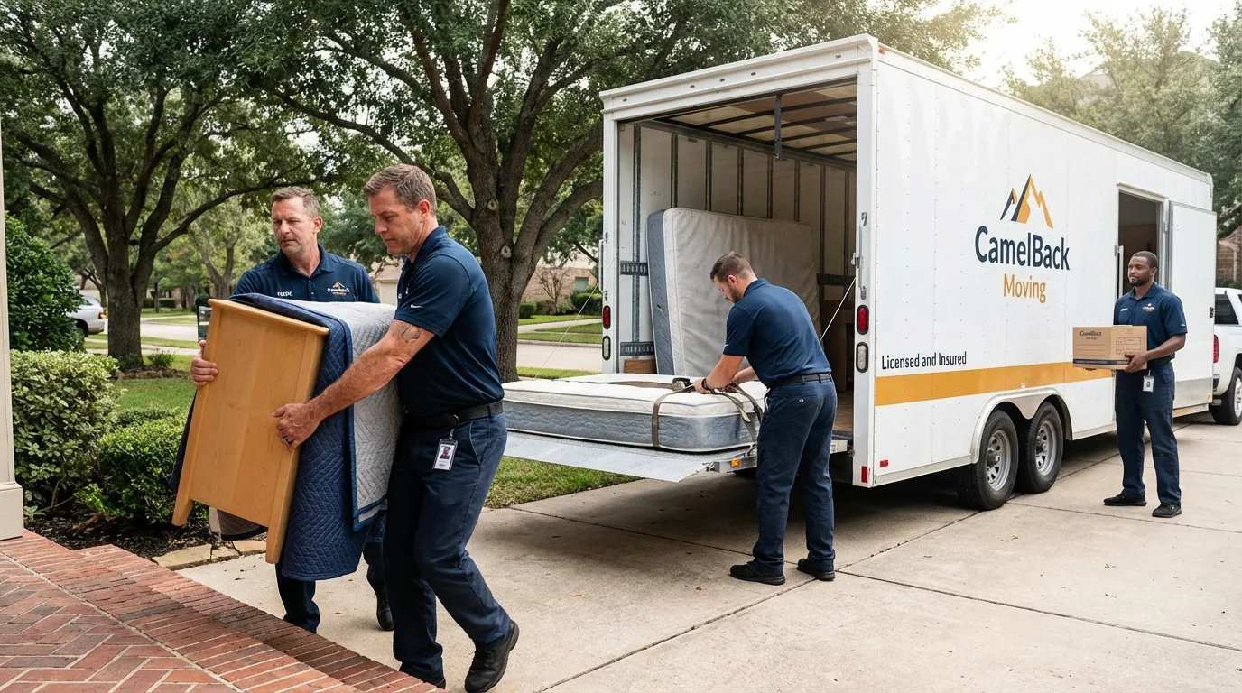Crew loading residential truck for cross-state move from Pearl River, LA