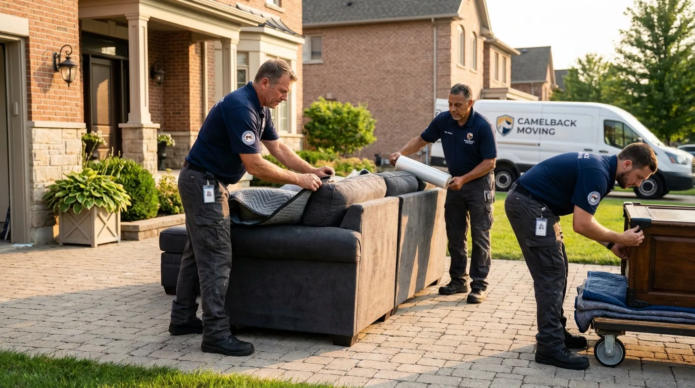 Large estate moving crew wrapping furniture in Pearl River, LA